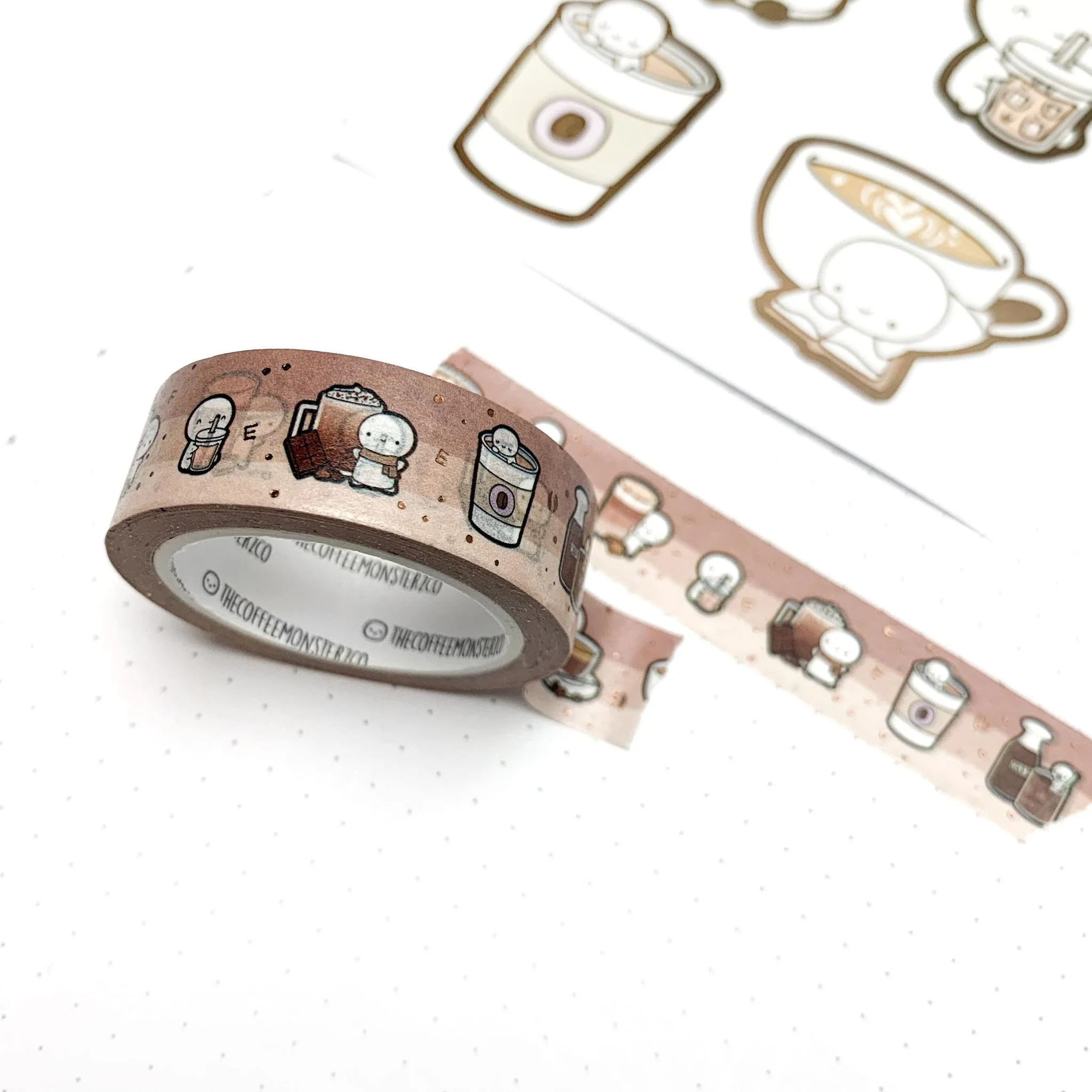 Coffee Time Emoti Washi Tape - 15mm - Image 2