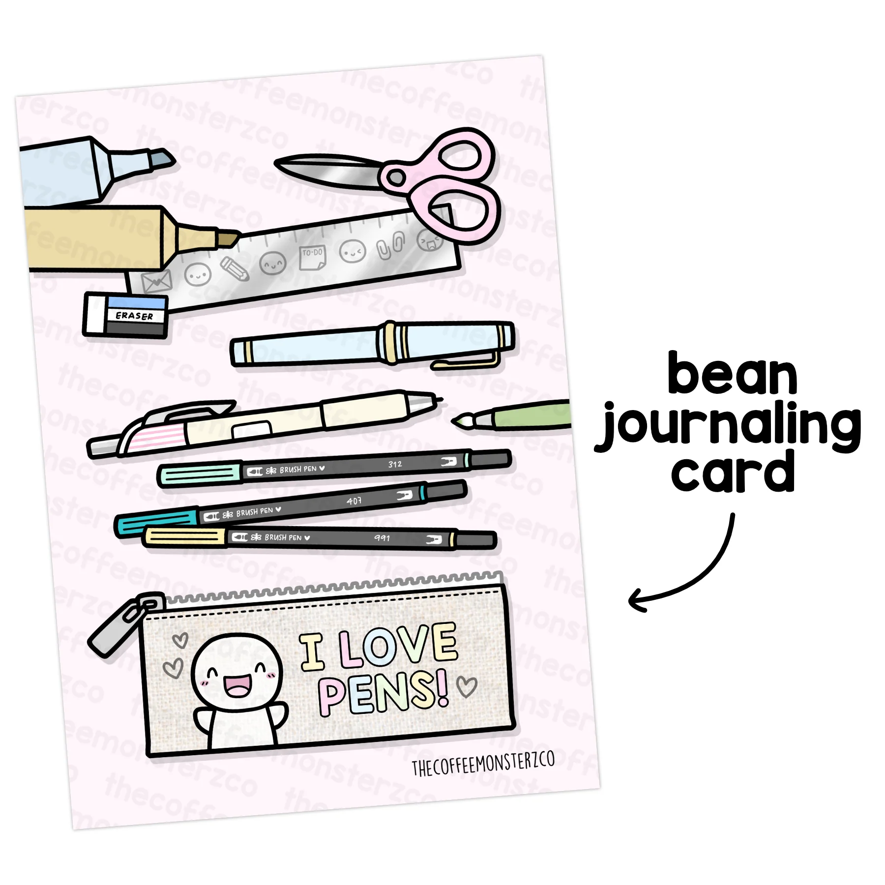 I Love Pens - Card Print - Image 2