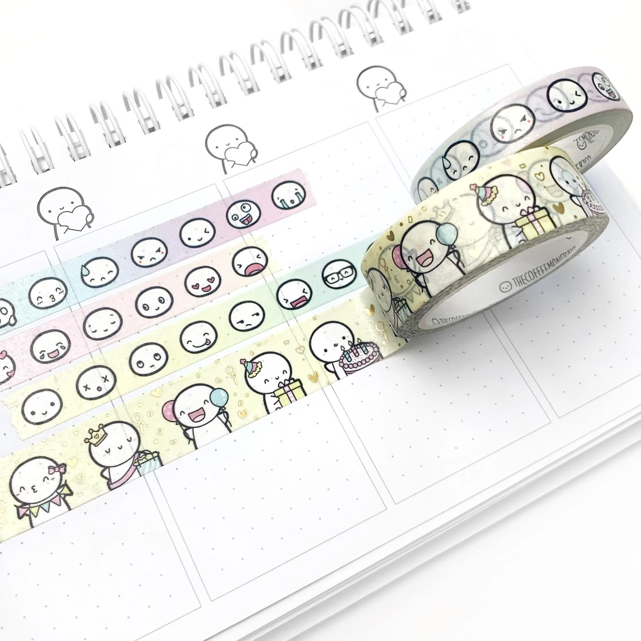 Rainbow Emoti Heads Washi Tape - 10mm (1 per customer) - Image 2